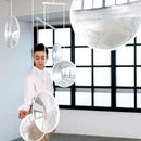 GobekUsa LED Glass Pendant Light: Stylish Round Fixture for Hall, Living Room, Restaurant