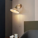 GobekUsa Copper Canopy LED Wall Sconce, White Ceramic Bedside Light for Bedroom, Modern Nordic Design