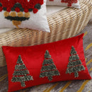 GobekUsa Christmas Tree Gold Green Red Tufted Pillow Cover 45x45cm Home Decoration