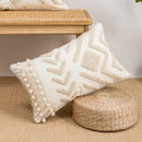 GobekUsa Geometric Embroidery Tassel Cushion Cover - Grey White Simple Loop Tufted Pillow