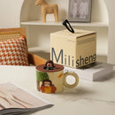 GobekUsa Creative Ceramic Coffee Mug with Lid for Couples