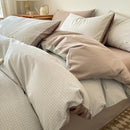 GobekUsa Grid Printed Cotton Fitted Sheet Set - Double-Sided Mix Color Quilt Cover