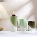 GobekUsa Green Cylinder Candle Holder Set for Romantic Home Decor