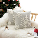 GobekUsa Christmas Snowflake Embroidered Cushion Cover 45x45cm for Home Decor & Noel Party