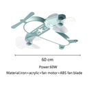 GobekUsa Cartoon Aircraft Fan Light for Modern Kids Room, Creative LED Bedroom Lighting