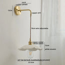 GobekUsa Copper Ceramic LED Wall Light Pull Chain Switch Modern Bedroom Lamp