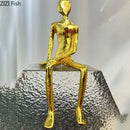 GobekUsa Golden Figures Sculpture: Modern Desk Ornament for Room Aesthetics