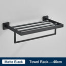 GobekUsa Black Towel Rack Bar 40cm SUS304 Modern Gold Cloth Holder Wall Mounted