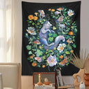 GobekUsa Botanical Floral Garden Tapestry Wall Hanging Fox Wildflower Hippie Psychedelic Home Decor