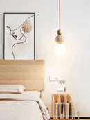 GobekUsa Cream Style LED Pendant Lamp for Bedroom and Bar - Designer Stone Wood Chandelier