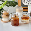 GobekUsa 650ml Latte Ribbed Cocktail Glass Set, Nordic Style Phnom Penh Water Juice Cup