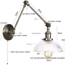 GobekUsa Industrial Adjustable LED Wall Sconce with Clear Glass Shade