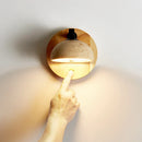 GobekUsa Black Iron LED Wall Light Fixture Coffee Nordic Wood Switch Bedside Lamp