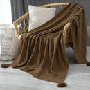 GobekUsa Knitted Sofa Throw Blanket with Fringe Yarn