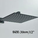 GobekUsa 12" Matte Black Rainfall Shower Head Set with Shower Arm