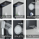 GobekUsa LED Rainfall Shower Panel Set with Temperature Screen System and Hand Sprayer