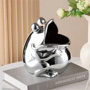 GobekUsa Frog Sculpture Storage Box: Silver Green Desk Ornament & Home Decoration