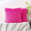 GobekUsa Cozy Plush Fur Cushion Cover 43x43cm White Grey Sofa Decor Pillowcase