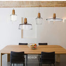 GobekUsa Glass & Wood Pendant Light: Modern Nordic Hanging Lamp for Bar, Table, Dining - Gray Retro Decor