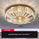 GobekUsa Crystal LED Ceiling Lights Shiny Gold/Chrome Steel E14 Mount Fixtures