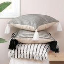 GobekUsa Boho Jacquard Flower Throw Pillow Case with Tassels - Home Sofa Decor
