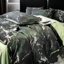 GobekUsa Black Grey Marble Ice Silk Duvet Cover Set - Luxury Cooling Comfort, Nordic Style