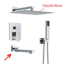 GobekUsa Black Wall Mounted Shower System with Handshower - 12/16 Inch Rainwater Faucet