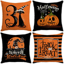 GobekUsa Halloween Pillowcase Set - Festive Sofa Cushion Covers with Pumpkin Cat Witch Hat Print.