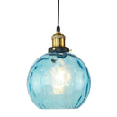 GobekUsa Blue Glass Ball LED Pendant Light Fixture for Dining Room and Bedroom