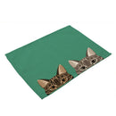 GobekUsa Dog Cat Pattern Cotton Linen Dining Table Mats 32*42cm