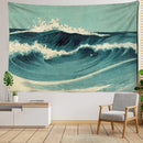 GobekUsa Blue Wave Oil Painting Tapestry Wall Hanging for Bohemian Style Room Decor