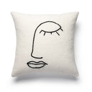 GobekUsa Lambswool Face Cushion Cover 45x45 Beige White Abstract Art Pillowcase