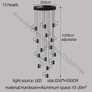GobekUsa LED Staircase Chandelier: Adjustable Modern Living Room Lighting for Villa Decoration