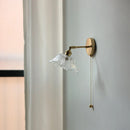 GobekUsa Glass Bedside Sconce: Modern Nordic LED Wall Light with Pull Chain Switch