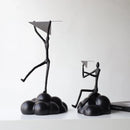 "GobekUsa Resin Paper Airplane Cloud Figure for Home Decor - Black Cartoon Abstract Figurine"