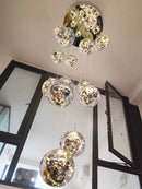GobekUsa LED Glass Ball Chandelier for Duplex Villa Living Room