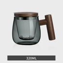 GobekUsa Glass Tea Cup Set with Wood Handle for Puer, Heat Resistant Kung Fu Style