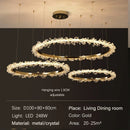 GobekUsa Golden Round Crystal Chandelier | Nordic Luxury LED Halo Chandelier for Living Room