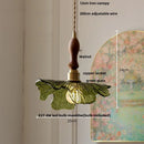 GobekUsa LED Pendant Lights Green Glass Copper Socket with Walnut Wood - Nordic Modern
