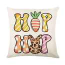 GobekUsa Easter Bunny Rabbit Linen Cushion Cover 45x45cm - Flower Print Festival Pillowcase