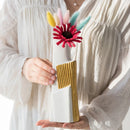 GobekUsa Geometric Gold Striped Ceramic Vase for Flowers & Hydroponics