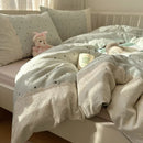 GobekUsa French Lace Washed Cotton Bedding Sets for King Queen Beds
