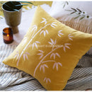 GobekUsa Bamboo Embroidery Yellow Patchwork Art Throw Pillow Cover 45x45cm