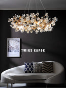 GobekUsa Glass Crystal LED Branches Chandelier Pendant Light - Handmade Kapok Flower Decoration