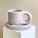 GobekUsa Ink Splash Ceramic Mug Set with Oval Plate - 400ml Capacity