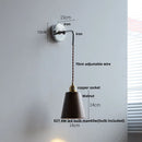 GobekUsa Ash Wood LED Wall Light with Pull Chain Switch, Japanese Style Bedside Lamp