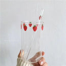 GobekUsa Kawaii Strawberry Glasses Cup with Straws - Cute Clear Juice Mug