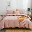 GobekUsa Cotton 4pcs Bedding Set Double Queen Solid Color Duvet Cover Flat Bed Sheet