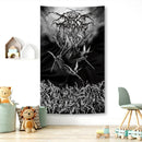 GobekUsa Black Metal Hippie Hotel Tapestry Flag for Bohemian Bedroom Art
