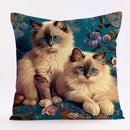 GobekUsa Cat Design Linen Pillowcase 45x45cm for Home Decor and Cushion Covers